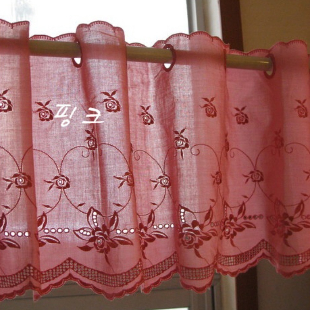 원단마트 balance curtain 면 레이스 봉 바란스 뉴 장미 레이스 소 3 컬러